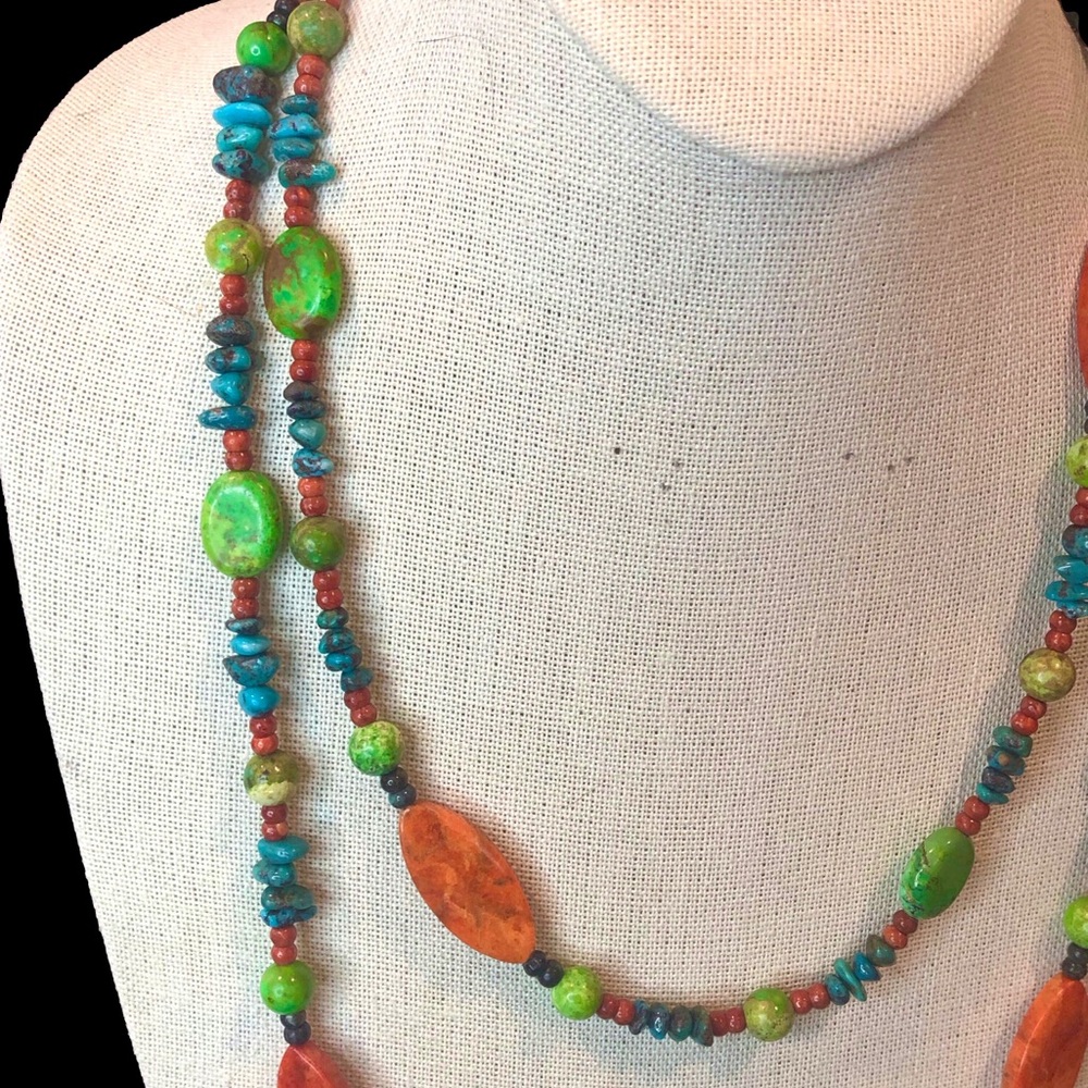 JAY KING DTR 48 inch Long Turquoise Spiny Oyster Sterling Silver Necklace - Picture 9 of 17